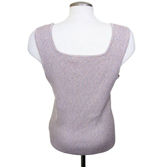 Womens Tank Top Plus Size 1X Knit Ribbed Metallic Square Neck Stretch Speckled - Picture 3 of 6